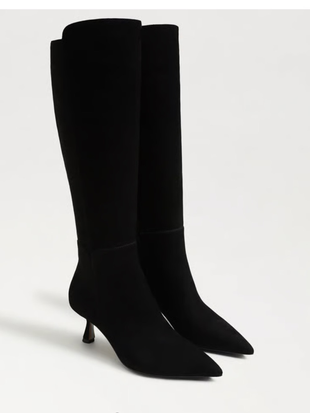 Sam Edelman Taylin Black suede Knee-High Pointed-Toe Kitten Heel Boots